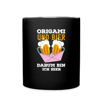 Origami and beer That's why I'm abstract here - Full Colour Mug - black - Front