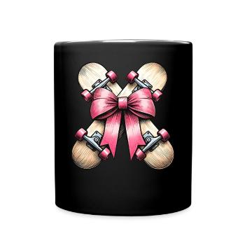 Kokette Bogen Skateboarding Skateboarder Skater - Tasse einfarbig - Schwarz - Vorne