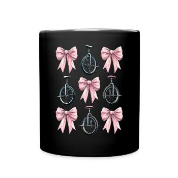 Coquette Bow Unicycling Unicycle Mom Pink - Full Colour Mug - black - Front
