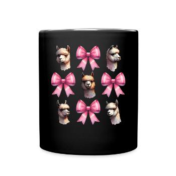 Coquette Bow Alpaca Llama Pink Bow Mom - Full Colour Mug - black - Front