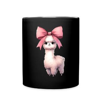 Coquette Bow Alpaca Llama Pink Bow Mom - Full Colour Mug - black - Front