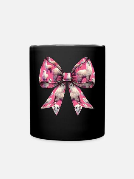 Nœud Coquette Alpaga Motif Lama Rose - Mug uni - noir