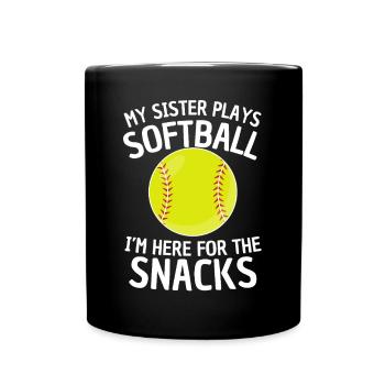 Funny Softball Sibling Design - Full Colour Mug - black - Front