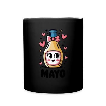 Mayo, Sweet Bottle Motif with Hearts and Bow - Full Colour Mug - black - Front