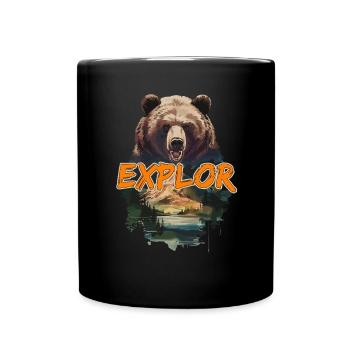 Discover the wilderness with bear motif and - Full Colour Mug - black - Front
