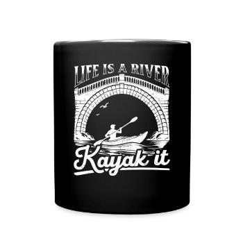 Watersports Kayaking - Life is a river Kayak it - Tasse einfarbig - Schwarz - Vorne