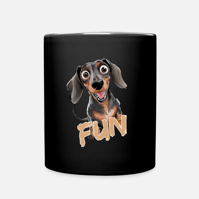 Fröhlicher Dackel mit Text Fun - Tasse einfarbig - Schwarz