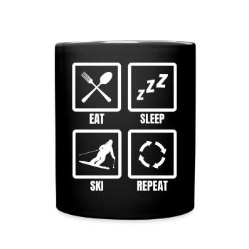 Manger Dormir Ski Répéter - Mug uni - noir - Devant