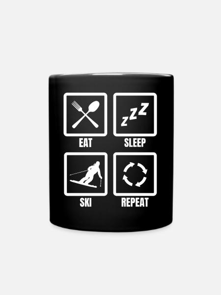Eat Sleep Ski Repeat - Tasse einfarbig - Schwarz