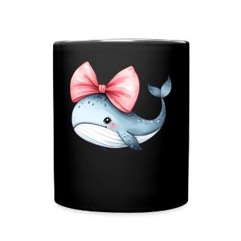Coquette Bogen Wal Ozean Tier rosa Schleife Mama - Tasse einfarbig - Schwarz - Vorne