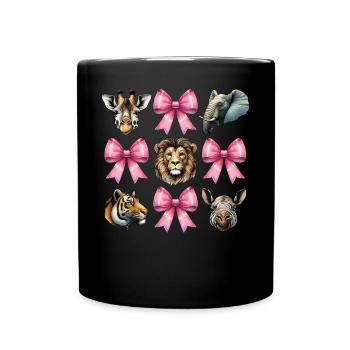 Coquettish Bow Zookeeping Zookeeper Pink Ribbon - Full Colour Mug - black - Front