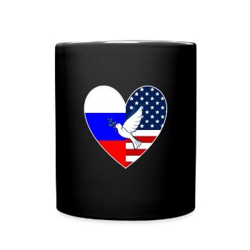 États-Unis, Russie, Drapeau, Cœur, Colombe de la Paix, Ukraine - Mug uni - noir - Devant