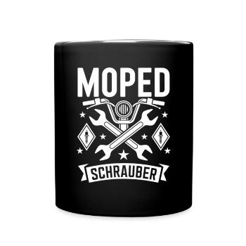 Moped Schrauber Werkstatt Mechaniker Mopedfahrer - Tasse einfarbig - Schwarz - Vorne