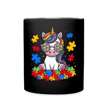 Autism Awareness Unicorn - Tasse einfarbig - Schwarz - Vorne