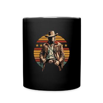 Stylish cowboy with western hat in front of stripes and - Full Colour Mug - black - Front