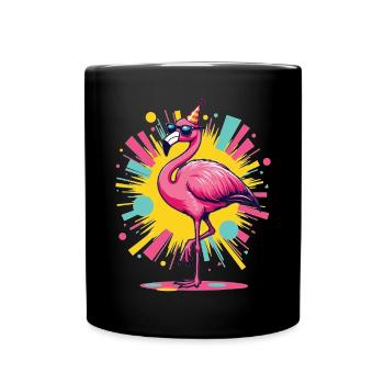 Party Flamingo – Colorful Summer Motif - Full Colour Mug - black - Front