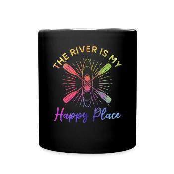 Kayaking Lover Kayaker - The river is my happy - Full Colour Mug - black - Front