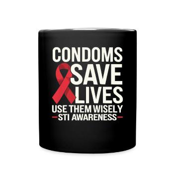 STI Awareness Sexually Transmitted Infections - Full Colour Mug - black - Front