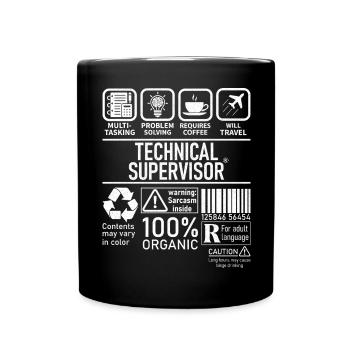 Technical Supervisor multi tasking problem solving - Full Colour Mug - black - Front