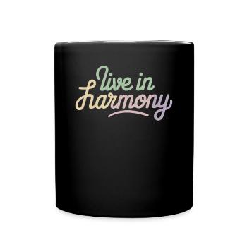 Lebe In Harmonie Inspirierende - Tasse einfarbig - Schwarz - Vorne