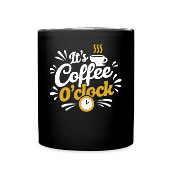 It's Coffee O'Clock – Kaffeeliebe - Tasse einfarbig - Schwarz - Vorne