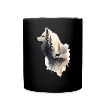 Wolf spirit in the forest – closeness to nature - Full Colour Mug - black - Front