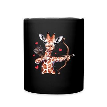 Adorable giraffe with bow and arrow in - Full Colour Mug - black - Front