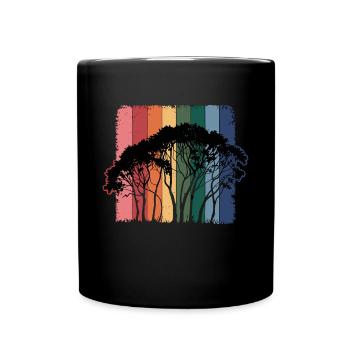 Colorful Silhouette Tree Landscape Nature Art - Full Colour Mug - black - Front