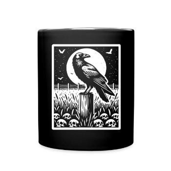 Raven Full Moon Field Skull - Full Colour Mug - black - Front