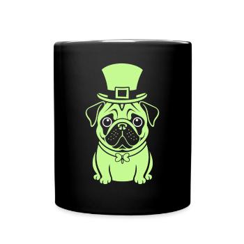 Cute Pug St Patrick's Day Hat Design - Full Colour Mug - black - Front