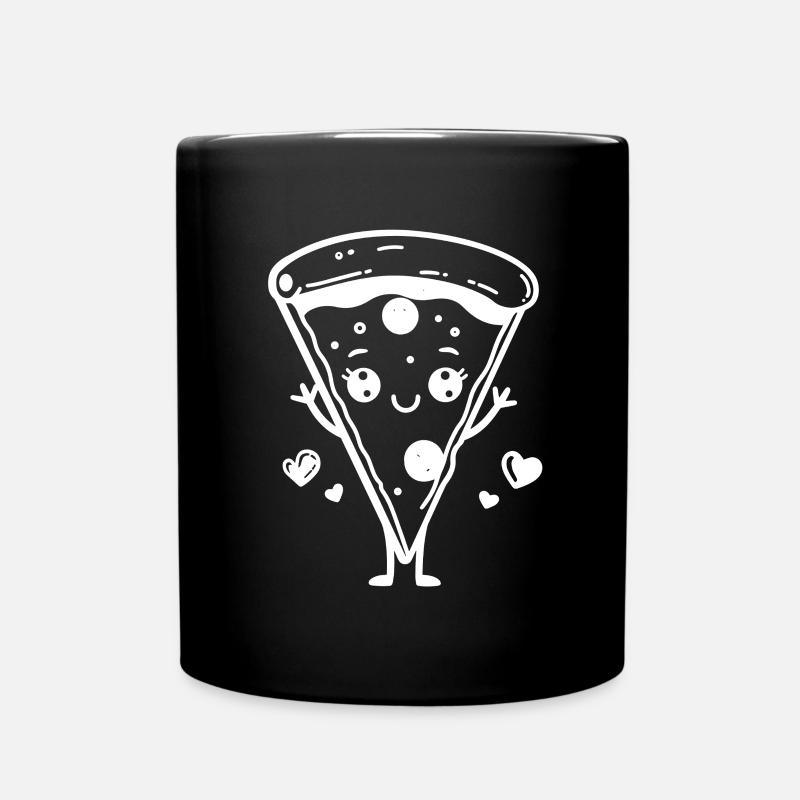 Pizza Comic Stil - Tasse einfarbig - Schwarz