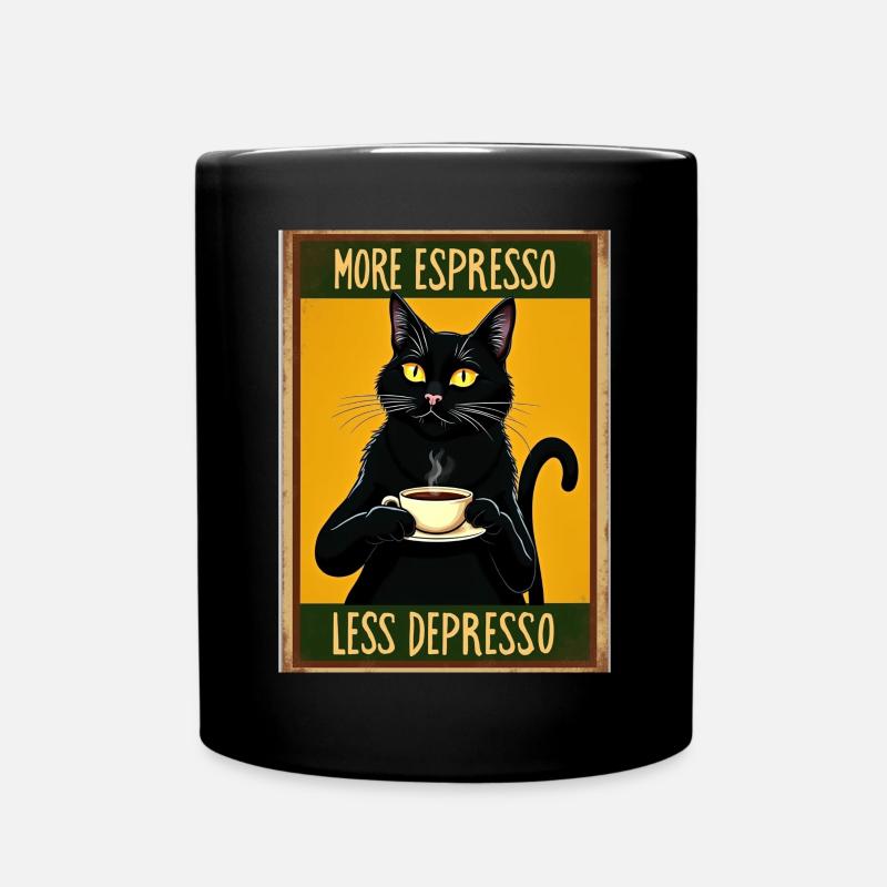Plus Espresso Moins Depresso Cat Cat Lover - Mug uni - noir