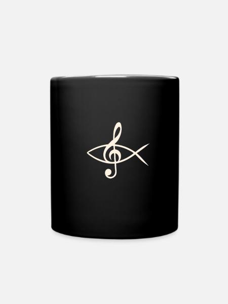 Notenschlüssel Ichthys Jesusfisch Kirchenchor - Tasse einfarbig - Schwarz