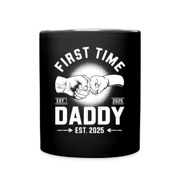 First Time Papa Est. 2025 Fists Thrust - Full Colour Mug - black - Front