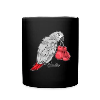 Papagei Boxer Boxhandschuhe Boxen - Tasse einfarbig - Schwarz - Vorne