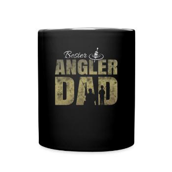 Bester Angler Papa - Tasse einfarbig - Schwarz - Vorne