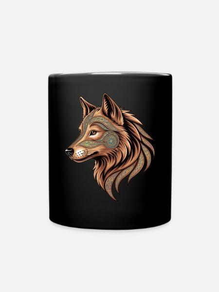 Mystischer Wolfskopf - Tasse einfarbig - Schwarz
