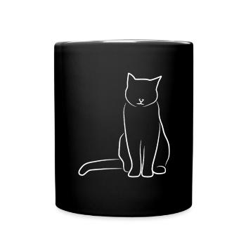 Katze Skizze - Tasse einfarbig - Schwarz - Vorne