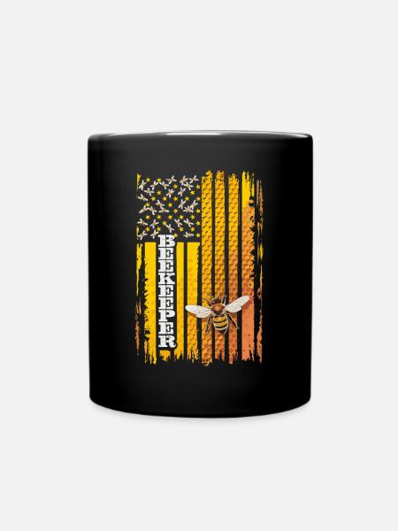 Abeille Abeille Drapeau Rayure Miel - Mug uni - noir