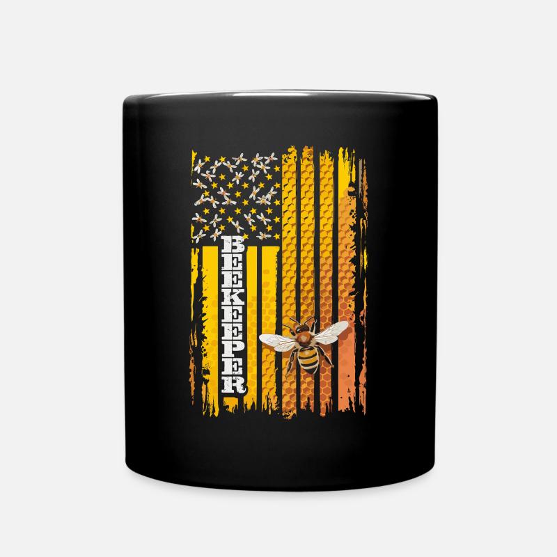 Abeille Abeille Drapeau Rayure Miel - Mug uni - noir