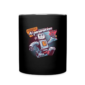 Powered By AI Generation Robot Fun - Full Colour Mug - black - Front