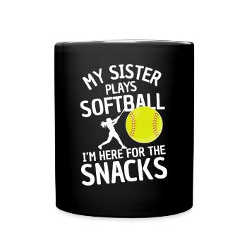 Lustiger Softball Spruch Geschwister - Tasse einfarbig - Schwarz - Vorne