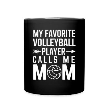Volleyball Mom Saying Volleyball Mom - Full Colour Mug - black - Front