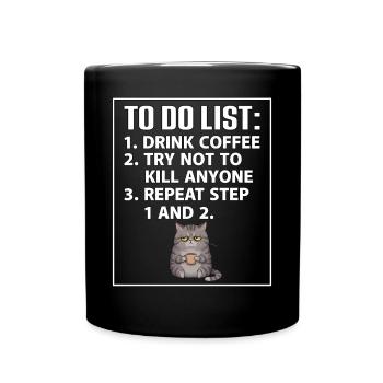 Evil Cat to do list - Full Colour Mug - black - Front