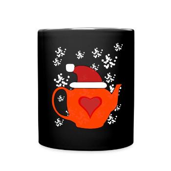 Winter Time Tea Snow Teapot Hot Drinks Xmas - Full Colour Mug - black - Front
