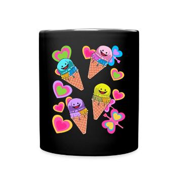 Eis Eiskreme Sommer Kind Kinder - Tasse einfarbig - Schwarz - Vorne