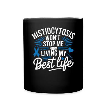 Histiocytosis Awareness Blood Disease Blue Ribbon - Full Colour Mug - black - Front