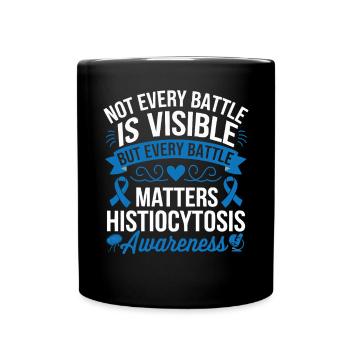 Histiocytosis Awareness Blood Disease Blue Ribbon - Full Colour Mug - black - Front