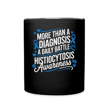 Histiocytosis Awareness Blood Disease Blue Ribbon - Full Colour Mug - black - Front