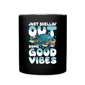 Dive with the Turtles - Ocean Lover für Ozean - Tasse einfarbig - Schwarz - Vorne